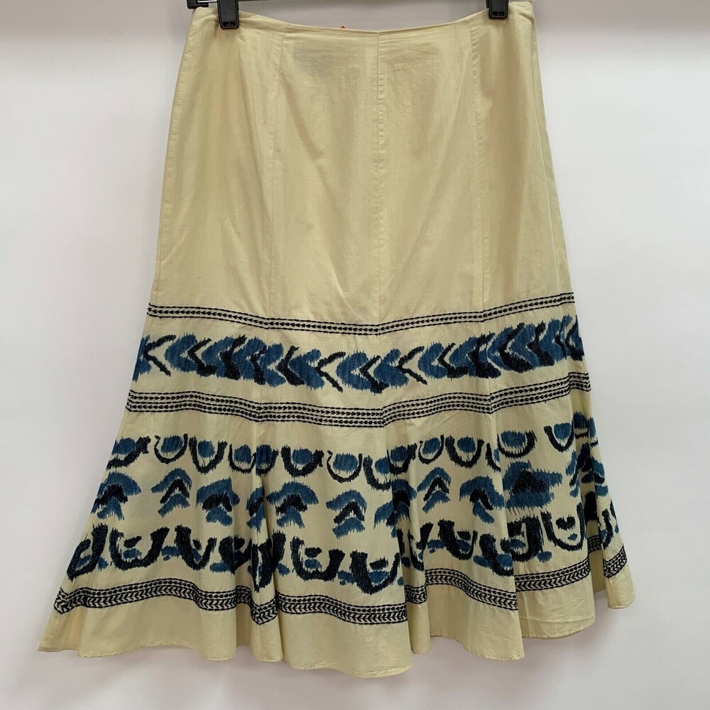 Jones New York Collection Skirt 4 Petite 4P Multi-Colored Cream Navy Blue